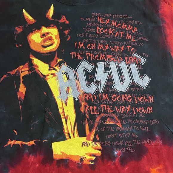 Vintage Liquid Blue ACDC Highway To Hell Tie Dye T-Shirt Men’s Size Large RARE - Picture 3 of 11